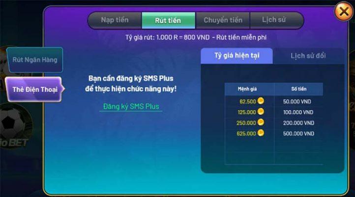 Rút tiền Vinh Club sang thẻ cào